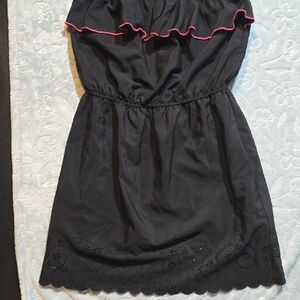 Snap Black Strapless Dress with Pink Trim